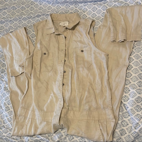 Lou & Grey Linen button front jumpsuit. - Picture 3 of 4